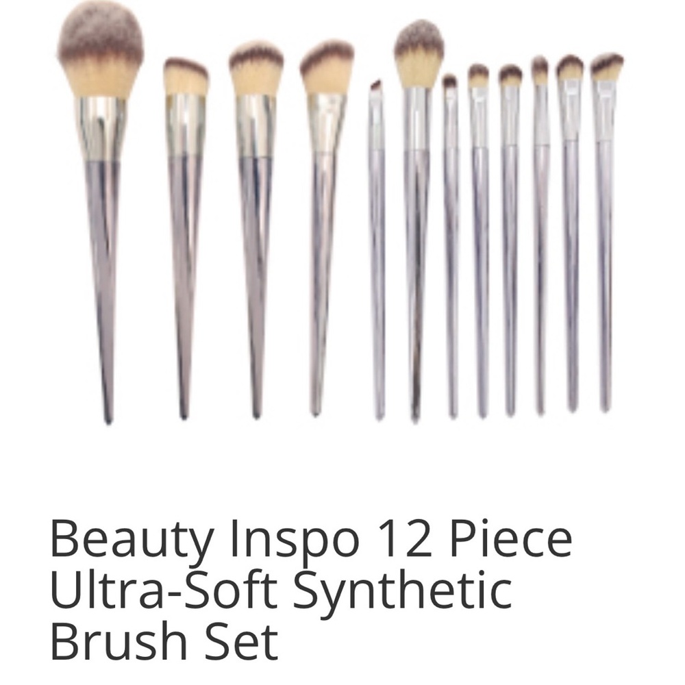 Beauty Inspo 12 Piece Ultra-Soft Synthetic Brush Set - Silver